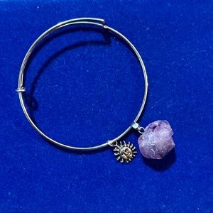 Amethyst and Sun Bangle Bracelet
